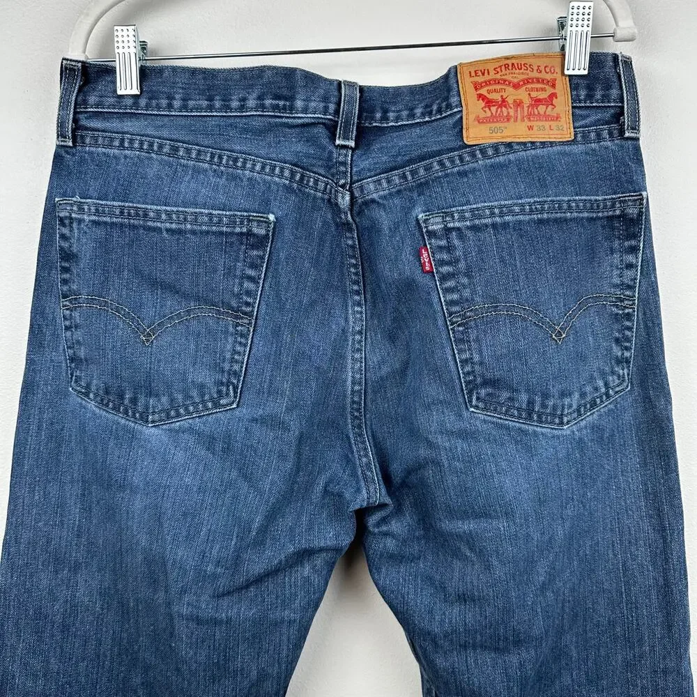 Levi's Men's 505 Straight Leg Jeans Denim Medium Wash Size 33x32